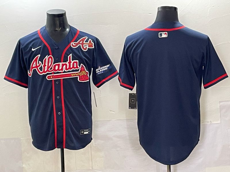 Men Atlanta Braves Blank Drak Blue  joint name Nike 2025 MLB Jersey style 04->atlanta braves->MLB Jersey